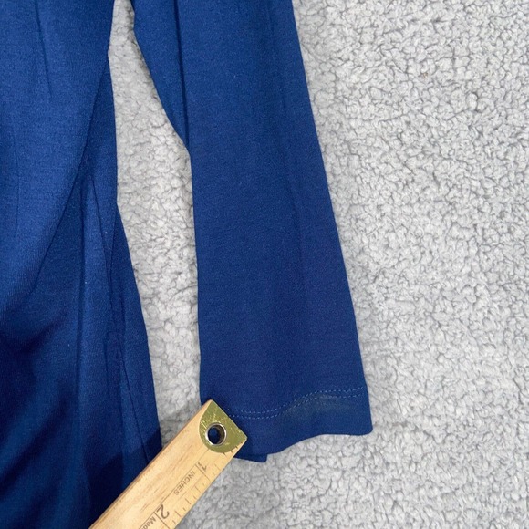 Additions by Chico's Blouse Womens 1 Blue 3/4 Sleeve Pullover Scoop Neck Beaded - Picture 8 of 14